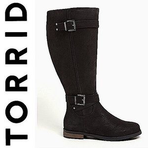 TORRID BOOTS NWT FAUX LEATHER DUAL BUCKLE KNEE-HIGH BOOTS